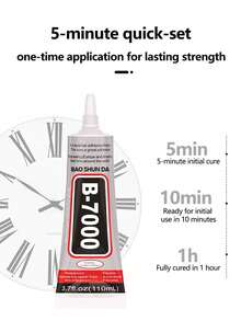 B-7000 水鑽珠寶膠，3ML/25ML/50ML/110ML 可選，透明工業級黏著劑，附精細針頭，防水、強效且具彈性的液體膠，適用於 DIY 手作，完美黏貼珍珠、寶石、水晶與水鑽裝飾 - 多色 - 查看 5