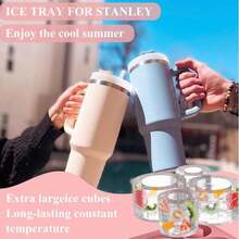 Bộ 4 khuôn làm đá bằng silicon tái sử dụng kèm nắp, phù hợp với cốc 20oz, 30oz, 40oz, thích hợp cho mùa tựu trường. - Nhiều màu - Xem 6
