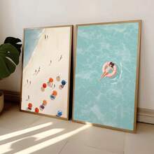 Póster Artístico impreso para pared de barco, playa, océano, en la piscina, verano nórdico, pintura en lienzo, imagen para sala de estar y decoración del hogar 3OMR - WO2196-1 - Ver 7