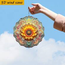1 pieza Flor colorida en 3D que florece, de 25,5 cm/10 in * 25,5 cm/10 in con gancho giratorio, juego de giro creativo DIY de 360°, rotación impulsada por el viento, fácil instalación, adecuado para regalos de Navidad, Halloween y otras festividades (colgante no incluido), estilo aleatorio - A - Ver 4