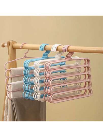 6-Pack/4 Packs/2 Packs/1-Pack Wardrobe Storage Hangers, 5-Tier Plastic Scarf Hanger, Optional Thickened Upgraded Version, More Durable. Suitable For Hanging Pants, Scarves, And Ties.