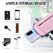 Soporte para teléfono celular para correr pulsera, monederos pequeños para mujeres y niños,  17 16 15 14 13 12 11 Pro Max Xs Xr X 8 7 Plus SE Mini Galaxy Ultra S26 Note Bags Gym Arm - 2Rosa con bandolera y gancho - Ver 5