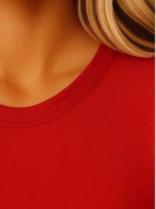 Camiseta de manga corta con estampado LAPIZ, de cuello redondo, playeras para mujer, blusas gráficas para mujer-Vintage Street Style Unisexoose Cotton Short Sleeve Crew Neck T-Shirt - Rojo - Ver 3