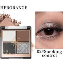 Faiccia 4-Color Mini Eyeshadow Palette Matte & Shimmer Glitter Earth Tone High Pigment Long-Lasting Portable Daily Eye Makeup - Multicolor - View 8