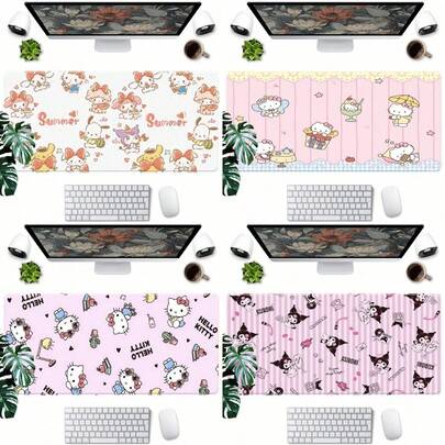  1 pieza Alfombrilla de ratón de dibujos animados lindos de Sanrio - Base de goma antideslizante, lavable, decoración de escritorio; perfecta para oficina, escuela y decoración del hogar; regalo ideal para fans y amigos.