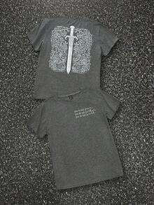 Camiseta sencilla y a la moda para mujer , adecuada para el verano. - Gris - Ver 8
