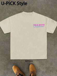 1pc 2026 Summer 100% Cotton Graphic Tee OLDROW Outdoors Colorful Fish Trio Humorous Graphic T Shirt Crew Neck All Season Casual Sports TeeFather's Day - 杏色 - 查看 2