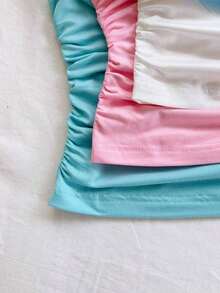 Nueva llegada Elegante Vacaciones Casual Textura de punto Estampado Camiseta de tirantes finos con lazo en la espalda - Multicolor 4 - Ver 5