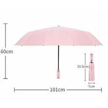 Paraguas Automático con Luz LED y Protección UV, Plegable Antiviento para Sol y Lluvia - Rosa - Ver 6