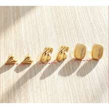 6 Stücke/18 Stücke minimalistisches geometrisches strukturiertes goldenes Ohrstecker & Creolen Set, vielseitiges luxuriöses Atmosphäre Ohrring Set - Gold - Übersicht 7