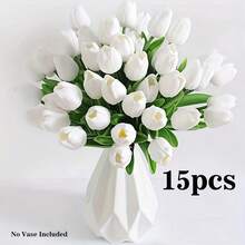 1/6/12/15 piezas de tulipanes artificiales - Múltiples colores disponibles, perfectos para la decoración de la sala de estar y la mesa del comedor. Decoración del hogar de estilo nórdico resistente al sol, ideal para celebraciones de aniversario y arreglos de fiesta. - Multicolor - Ver 12