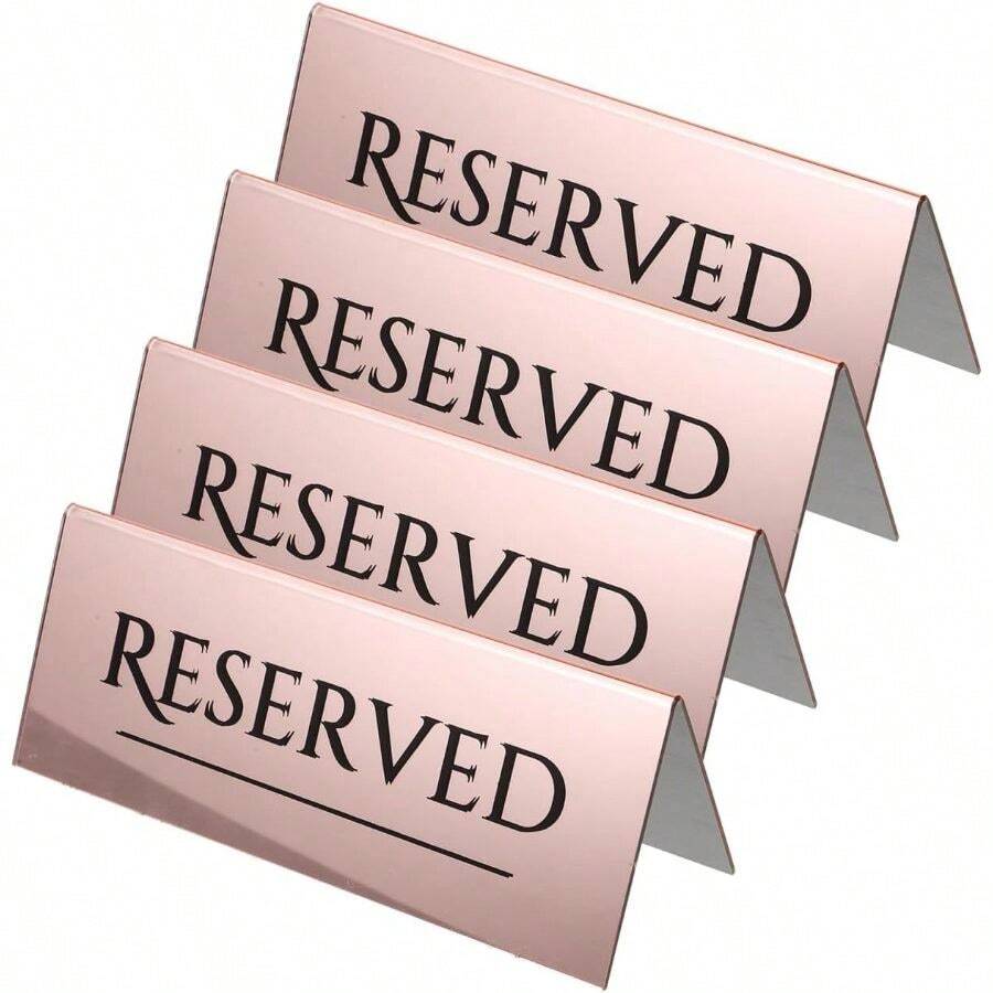 4pcs Reserved Acrylic Table Signs, Double Sided Tent Reserved Sign, Stackable, For Wedding Receptions, Valentine's Day, Restaurant, 17x6x6cm Adults World Book Day - Default - View 1