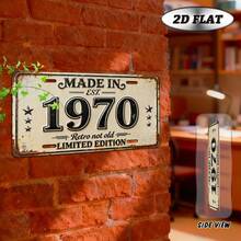 2D flach, 1 Stück vintage Metall Dekorationsplakette (12"X6"), Dekorationsplakette Vintage Jahr 1970, Dekoratives Schild, Außen- und Wanddekoration, geeignet für Wohnzimmer, Schlafzimmer, Büro, Veranda, Terrasse, Garten, 1970 wichtiges Geburtsjahr Geschenk, nur zur Dekoration - A - Übersicht 5