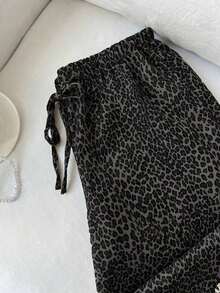Women's Summer Casual Pants With Jacquard Design, Elastic Waistband With Romantic Bow And Low Rise, Straight Leg, Suitable For Home, Daily Wear, Office, Dates, Travel, Beach, Office Work, Sun Yellow Color - 2 - 查看 8