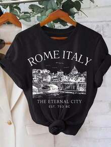 Camiseta de manga corta ROME Regular con estampado de nombre de lugar - Blanco - Ver 1