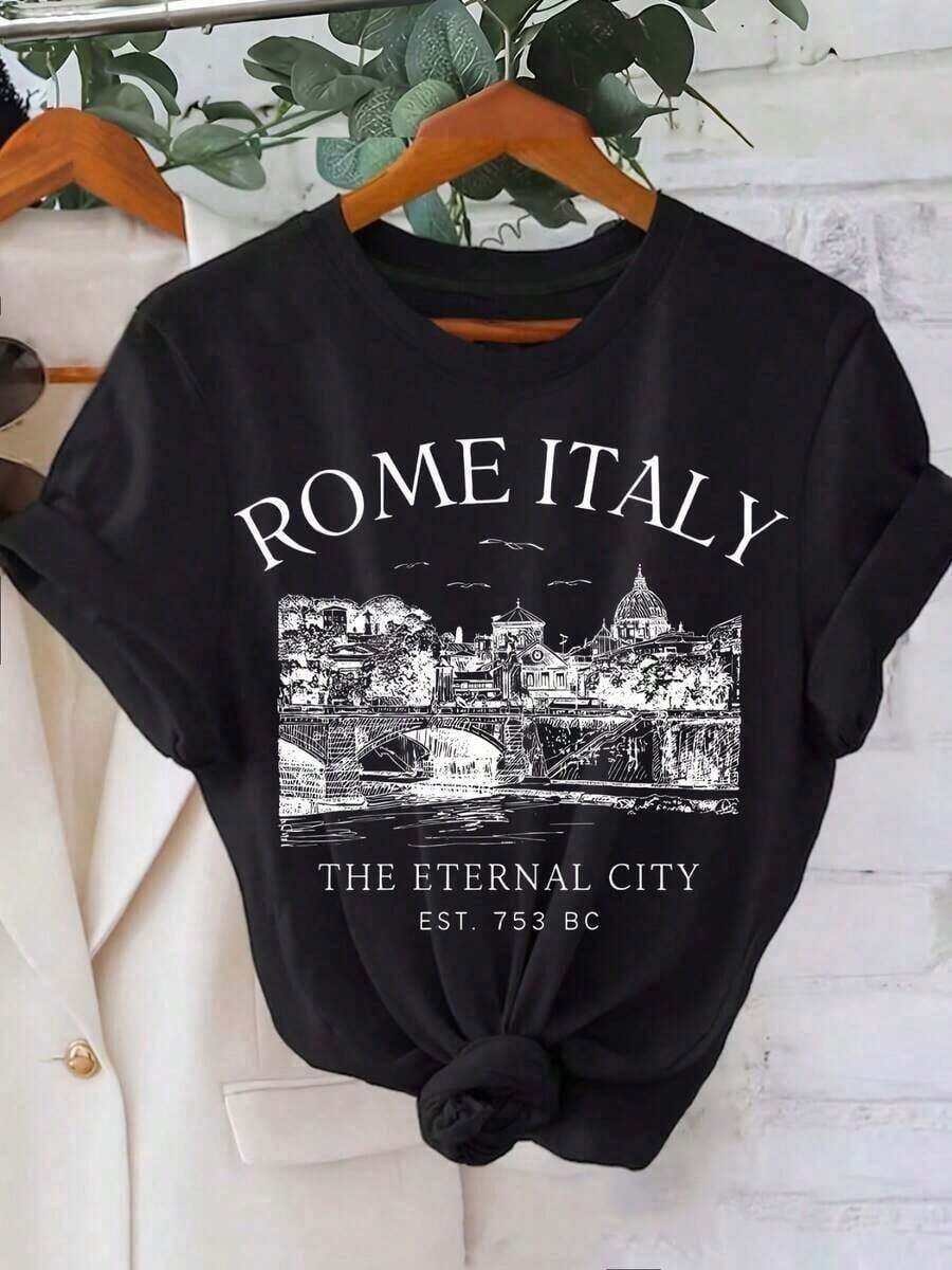 Camiseta de manga corta ROME Regular con estampado de nombre de lugar - Blanco - Ver 1