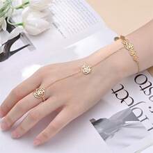 Cute & Delicate Finger Chain Bracelet, 18K Gold Plated Stainless Steel Hand Jewelry, Adjustable  Bracelet With Heart/Butterfly Charms For Women - Nhiều màu - Xem 7