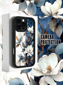 1 Piece Phone Case With A Design Of White Magnolias On A Blue And White Background, Artistic And Elegant Style, Soft TPU, Full Impact And Anti-Slip Protection, Compatible With IPhone 17 ProMax/16/15/14/13/12/11/Plus/Pro/ProMax, Compatible With Galaxy A34/A35/A54/A55, Galaxy S20/S21/S22/S23/S24/S25 Ultra/Plus, Compatible With Galaxy//Honor// - 黑色 - 查看 3