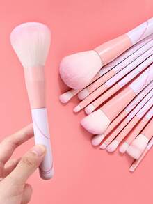 16件套粉色化妆刷套装,含收纳袋、海绵和卸妆海绵,柔软毛刷,适用于粉底、眼影和遮瑕膏,全套面部彩妆工具 - 粉色 - 查看 6