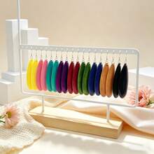 9 Pairs/Set Retro Minimalist Bohemian Style Wooden Earrings, Versatile Mixed Color Geometric Exaggerated Wooden Earrings For Women - Multicolor - View 3