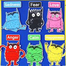 hoojojo 20er Monster Farbenserie Filz-Geschichten-Set, Emotionen-Thema Erzähl-Requisiten Rollenspiel interaktives Zuordnungsspiel, Emotionslernspiel Lehrmittel, Klassenzimmer-Lernmaterialien, Familienaktivität Partyspiel, Schulanfang Halloween Geschenk - Verschiedenfarbig - Übersicht 4