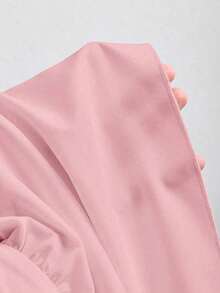 Vestido de mujer con cuello halter, cintura con lazo y bordado para vacaciones - Rosa - Ver 6