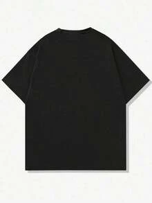 Camiseta Gráfica de Manga Corta con Hombros Caídos, Estilo Retro Urbano, Diseño Creativo de Ángel y Pintura al Óleo de Madonna, Color Negro, Marca Manfinity - Multicolor - Ver 4