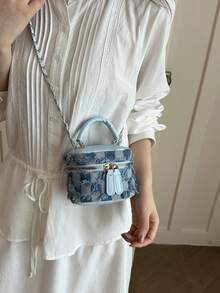Lightweight Mini Chain Bag Quilted Handbag Bucket Bag Suitable For Girls, College Students And Office Workers - Blue - View 7