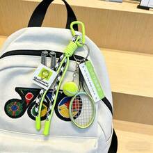 Móc khóa vợt tennis tự làm kèm bóng tennis mini, dây đeo dệt, trang trí phong cách thể thao, móc khóa dễ thương phù hợp cho người yêu thích tennis, phụ kiện thời trang cho ba lô, túi xách và chìa khóa xe hơi. - Nhiều màu - Xem 7