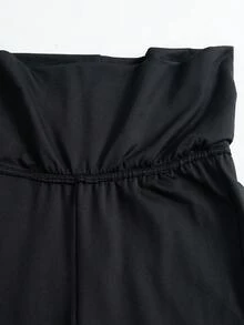1件女款高腰支撐瑜伽褲，彈性透氣修身款，適合跑步與健身運動，黑色 - 黑色 - 查看 9