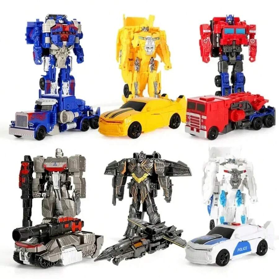 Coche de transformación, modelo de Robot de Anime, Robot de de deformación de un solo paso, juguete rompecabezas para niños, modelo de figura de acción de coche de de deformación - negro1 - Ver 1