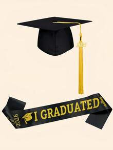 6 piezas/2 piezas por set Borlas para birretes de graduación 2026, decoraciones de birretes de graduación mate negras, adecuadas para títulos de Licenciatura/Maestría, unisex - Negro - Ver 19
