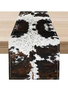 Cow Print Table Runner, Brown Cowhide Printed Western Style Tablecloth, Farmhouse Rustic Cow Pattern Table Decor Suitable For Home, Kitchen, Dining Room - Multicolor - View 13