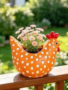 1件趣味农场鸡雕塑，鸡舍围栏装饰，可爱树脂鸡摆件，户外逼真动物雕像，鸡雕塑，适用于家庭花园、楼梯、农场、庭院、后院 - E - 查看 9