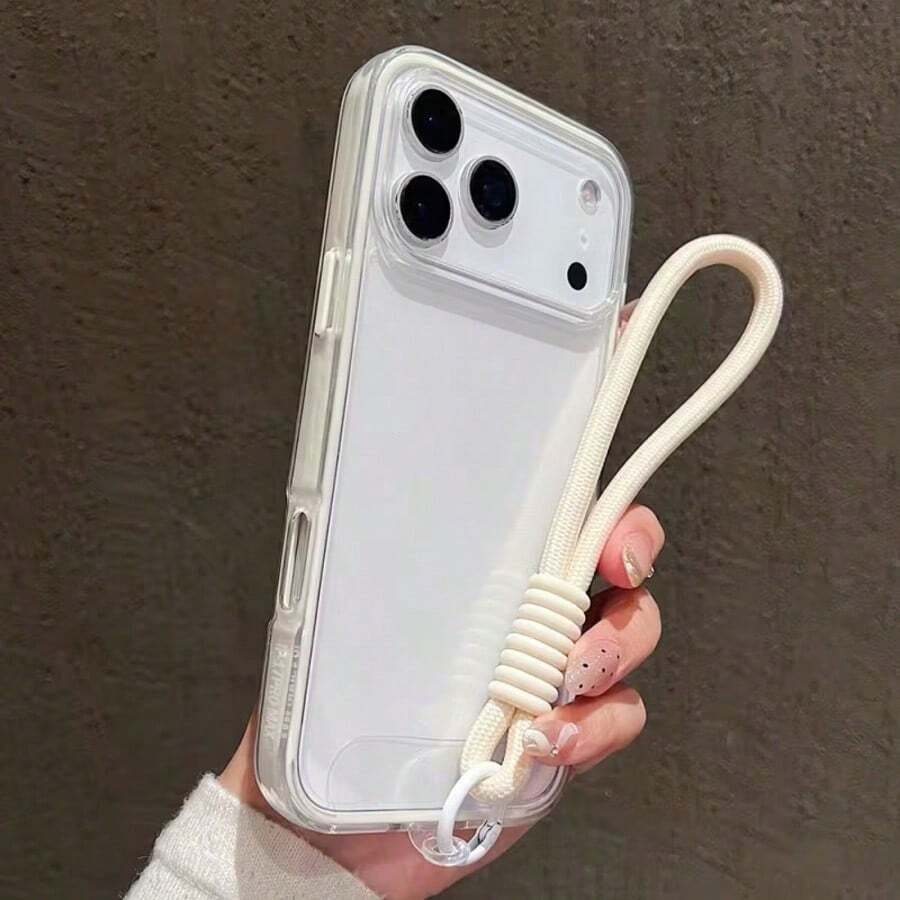 Compatible con iPhone 17/17 Pro/17 Pro Max/16/15/14/13/12/11 Series, 1 pieza Estuche de teléfono a prueba de golpes de 2 en 1 + Cordón a juego, Estucha de teléfono de Body completo, Estuche para iPhone 17 Pro Max, Cubierta de teléfono de moda - Blanco - Ver 1