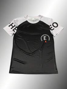1 pieza Camiseta de manga corta de fitness de verano para hombres, ropa deportiva para gimnasio, baloncesto, entrenamiento y running - Negro - Ver 3