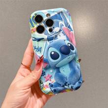 Disney Lilo & Stitch Phone Case, Official Stitch Character Design, Stitch With  Collage Background In Soft Plush Texture On A Pastel Blue Background With Stars And Flowers Protective Cover. Compatible With IPhone 17, 16, 15, 14, 13, 12, 11 Pro Series, Featuring The Cute Alien Surrounded By Nostalgic Photo-Style Elements, Perfect For Stitch Fans And Disney Lovers Who Love A Whimsical, Retro Design, Ideal For Birthdays, Holidays, Anniversaries, Graduation Gifts, Or Any Special Occasion To Surprise Family, Friends, Classmates, And Loved Ones. - trắng - Xem 1