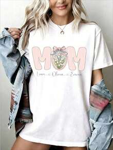 Camiseta Personalizada para Mamá, 100% Algodón, Camiseta Personalizada para Mamá con Texto, Camiseta para el Día de la Madre, Regalo para el Día de la Madre - Blanco - Ver 2