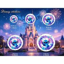 Bộ sưu tập sticker Disney Stitch, 1/12/24/36/48/100/150 miếng, sticker tròn dễ thương chủ đề Lilo & Stitch, decal vinyl chống thấm nước dành cho trẻ em và thanh thiếu niên, sticker Stitch họa tiết hoa pastel đẹp mắt dùng để trang trí bình nước, laptop, ốp điện thoại, sổ lưu niệm, quà tặng tiệc tùng, quà cho người hâm mộ Stitch. - tròn - Xem 3