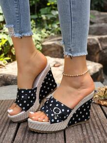 Summer New Slippers, Thick Platform Wedge Heel, Slip-On Casual Lightweight Non-Slip High Heel Sandals For Women - Black - View 3