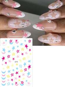 FULL BEAUTY 2pcs Y2K Style Cute Star Nail Stickers, Sweet Punk Starry Nail Decals, Summer Holiday Nail Art Decorations - Multicolor - View 4