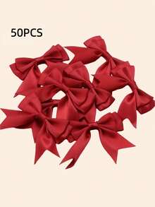 50pcs Ribbon Bows - Handmade Invitation Decoration - Satin Ribbon Gift Wrapping - Multi-Color - No Feathers - Arts, Crafts And Sewing Supplies - Gift Wrapping Bows - Multicolor - View 42