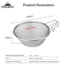 CAMPINGMOON Muỗng lọc lưới mịn bằng thép không gỉ 304 dùng cho cắm trại ngoài trời, S213 - Bạc - Xem 6