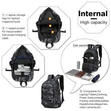 Large Laptop Backpack 15.6 Inch USB Charging Port Anti Theft With Lock Water Resistant Business Travel Rucksack Work Computer Backpack For Men Women School Office Gift Camo - Camo - View 6