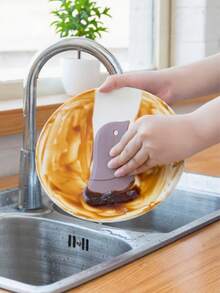 Penguin Silicone Cleaning Scraper, Flexible Non-Scratch Kitchen Sink & Countertop Scraper For Grease, Food Residue, Baking Dough - Grey - View 4