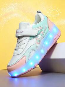 BLSART LED Light-Up Kids Shoes, Detachable Dual-Use Roller Skates, Adjustable Straps, Unisex Boys & Girls Roller Sports Shoes, Perfect Gift For Children - Mint Green - View 5