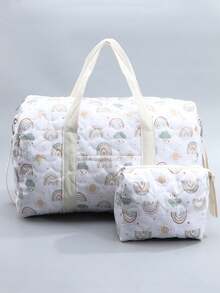 2pcs Large Waterproof Diaper Bags, Travel Essential, Multi-Pocket Mommy Tote Bag With Stroller Strap, Portable Baby Changing Pad - Multicolor - View 3