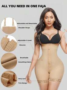 1 Piece Women's Adjustable Black Body Shaper Jumpsuit, Butt Lifter And Waist Slimmer, Suitable For Various Occasions And Activities - 貝斯 - 查看 7