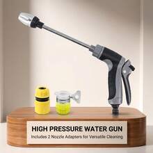High Pressure Car Wash Spray Gun, Portable Hose Nozzle For Car Washing, Garden Watering & Cleaning, With 3 Connectors And 1 Foam Bottle - Black - View 10