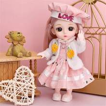 Muñeca de princesa bonita de 16cm, 1/12, 13 articulaciones, BJD, DIY, juguetes para muñecas con ropa, zapatos, cara dulce móvil, regalo de cumpleaños para niños y niñas - 01 - Ver 1